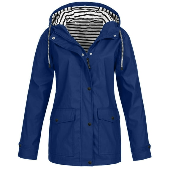 RYRJJ Raincoats for Women Waterproof Long Trench Coats Lightweight Winter Fall Outdoor Travel Hiking Windbreaker Outerwear with Hood