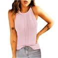 thumbnail image 1 of RYRJJ Womens Sleeveless High Neck Halter Sweater Tank Tops Basic Rib Knit Summer Vest Beach Camis Tee Shirts(Pink,3XL), 1 of 6