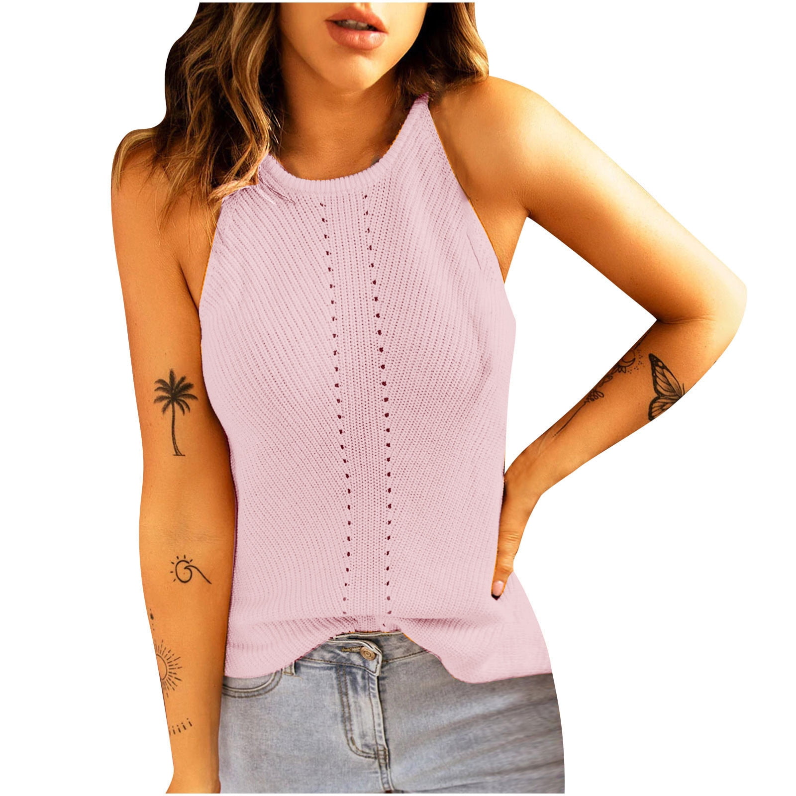 RYRJJ Reduce Price Womens Sleeveless High Neck Halter