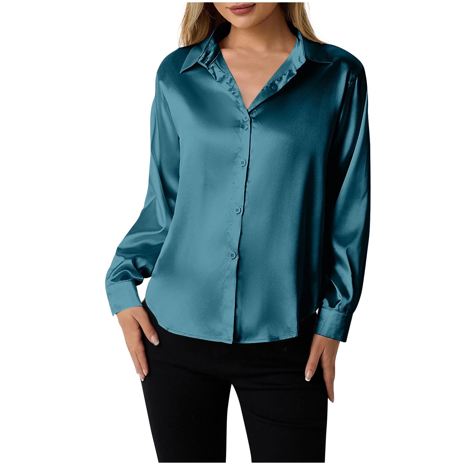 silk dress blouses SilkSilky 19Momme Silk Bell Sleeve Boat Neck Women's Top, Brown / XL(14)