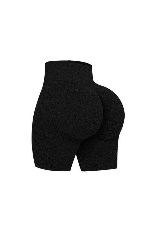 Scrunch Butt Lifting Seamless Shorts for Women High Waist Tummy Control Workout Biker Shorts Ruched Booty Lifting Leggings(Black,M)
