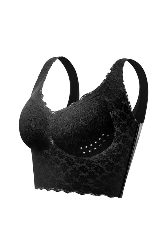 Seamless Bras for Women No Underwire Comfortable Push Up Wireless T-Shirt Bra Floral Lace Padded Back Smoothing Pullover Bra