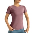 thumbnail image 1 of RYRJJ Seamless Workout Tops for Women Short Sleeve Athletic Tees Breathable Gym Running Yoga Shirts(Purple,XL), 1 of 6