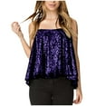 thumbnail image 1 of RYRJJ Sequin Spaghetti Strap Tops for Women Sleeveless Dressy Glitter Tank Camisole Tops Party Club Cocktail Vest Shirt z1-Purple S, 1 of 6