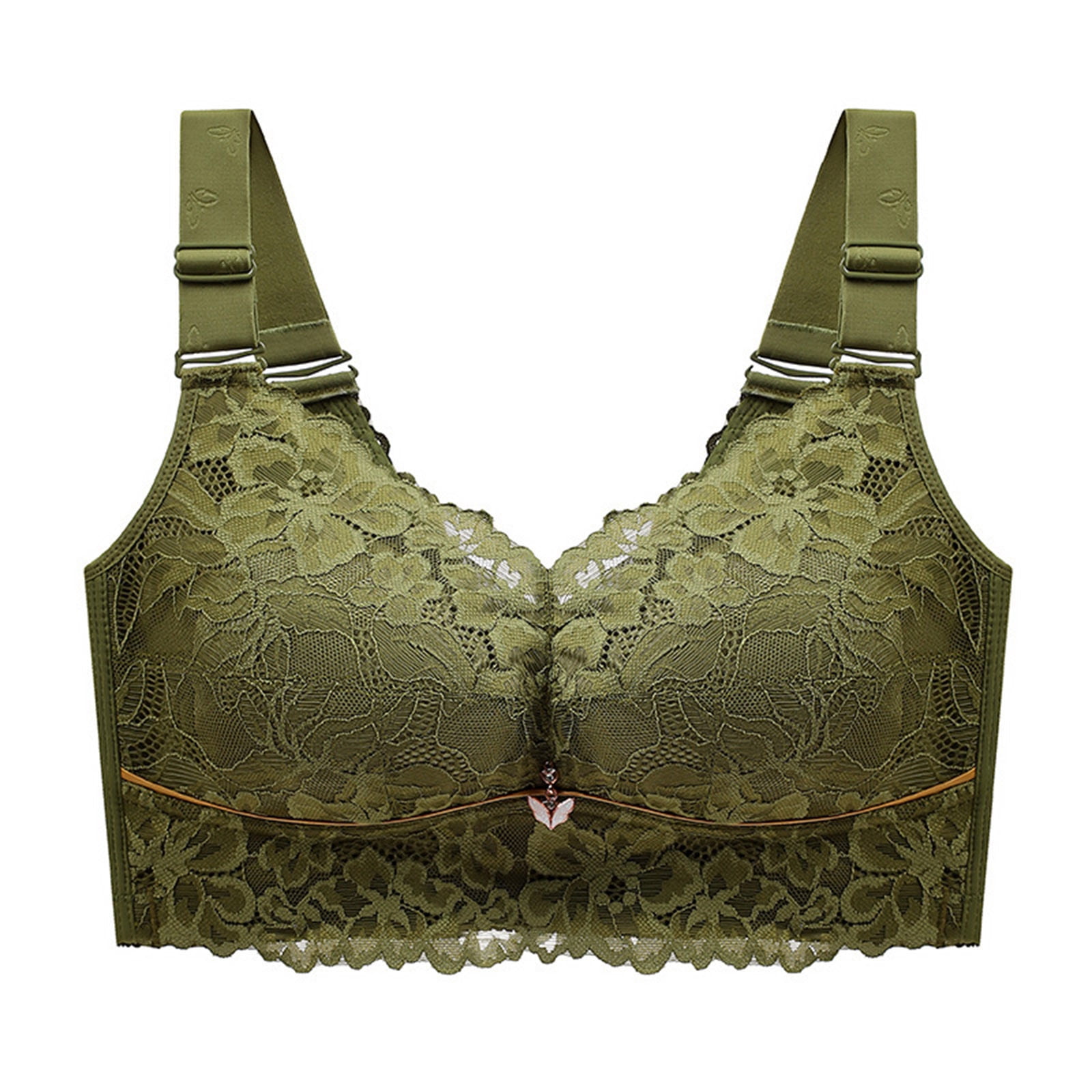 RYRJJ Sexy Push Up Lace Floral Bralette Bras for Women's Unlined T Shirt  Bra Minimizer Full Coverage Non Padded Everyday Bras(Army Green,XL)