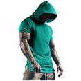thumbnail image 1 of RYRJJ Short Sleeve Hoodies for Men Athletic Gym Muscle Hoodie Summer Sweatshirt Lightweight Breathable Workout Shirts Pullover(Green,XL), 1 of 5