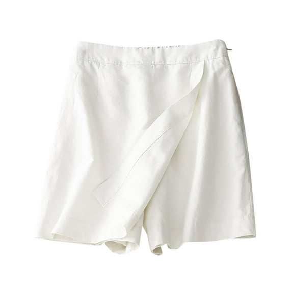 RYRJJ Skorts Skirts for Women Mini Wrap Skirt Beach Flowy Linen Cotton High Waisted Shorts for Summer(White,XL)