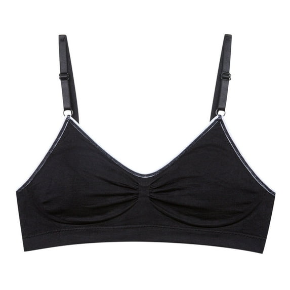 RYRJJ Sports Bra for Women No Underwire V Neck Bras Wireless Bralette Adjustable Straps Cami Bra Seamless Camisole Tank Top with Removable Pads(Black,S)