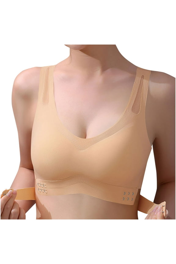 Sports Bras for Women Side Buckle Support Full Coverage Everyday Bras Wireless Push Up Seamless Shaping Bra