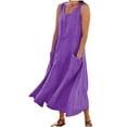 thumbnail image 1 of RYRJJ Summer Dresses for Women Cotton Linen Sleeveless Maxi Dress Casual Flowy Beach Plus Size Sundresses with Pockets(Purple,S), 1 of 8