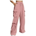 thumbnail image 1 of RYRJJ Sweatpants for Women Cargo Pants Drawstring Baggy Wide Leg Sweatpants High Waist Sporty Gym Athletic Fit Jogger Lounge Trousers with 4 Pockets Pink XXL, 1 of 9
