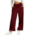 thumbnail image 1 of RYRJJ Sweatpants for Women Casual High Waisted Wide Leg Joggers Pants Fall Fashion Loose Comfy Trousers with Pockets(Wine,L), 1 of 6