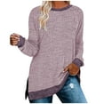 thumbnail image 1 of RYRJJ Sweatshirts for Women Crew Neck Long Sleeve Plain Fashion Casual Tunic Tops for Leggings Lightweight Loose Side Slit Pullover(Pink,M), 1 of 6