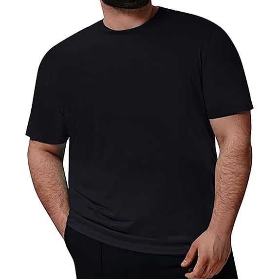 RYRJJ T Shirts for Men Plus Size Summer Casual Short Sleeve Crewneck Tshirts Soft Loose Fit Basic Graphic Tees Tops(Black,3XL)