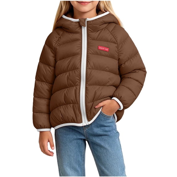 RYRJJ Toddler Kids Girls Winter Coat Kids Lightweight Warm Hooded Puffer Quilted Jacket Cute Full Zip Padded Down Jackets with Pockets