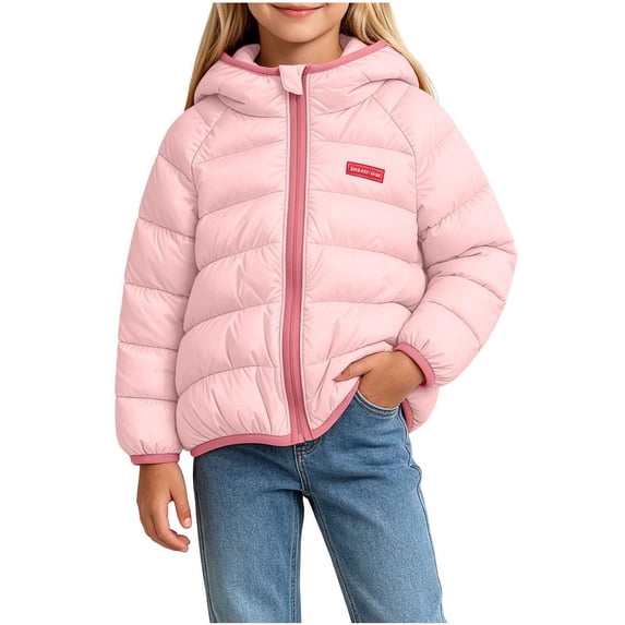 RYRJJ Toddler Kids Girls Winter Coat Kids Lightweight Warm Hooded Puffer Quilted Jacket Cute Full Zip Padded Down Jackets with Pockets