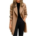 thumbnail image 1 of RYRJJ Trench Coats for Women Notched Lapel Collar Pea Coats Winter Fall Fashion Wool Overcoat Open Front Long Jackets Coat(Brown,XXL), 1 of 4