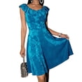 thumbnail image 1 of RYRJJ Velvet Dress for Women Elegant Sleeveless Ruffle Crew Neck Holiday Dresses Midi Formal Cocktail Party Wedding Guest Dresses(Blue,M), 1 of 8