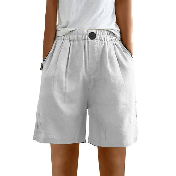 RYRJJ Wide Leg Linen Shorts for Women Elastic High Waisted Pleated Casual Loose Bermuda Shorts Fashion Summer Pants with Pockets(Beige,3XL)