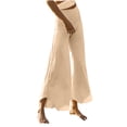thumbnail image 1 of RYRJJ Wide Leg Palazzo Pants for Women - Casual Soft High Waist Lounge Pants Loose Comfy Flowy Dance Trousers(Beige,L), 1 of 8