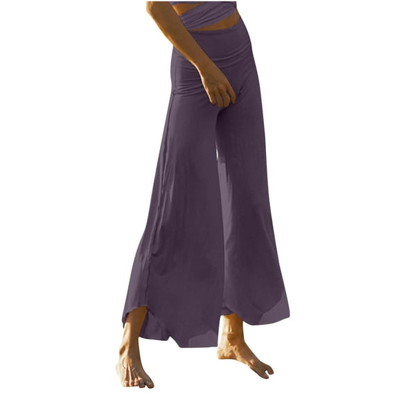 RYRJJ Wide Leg Palazzo Pants for Women - Casual Soft High Waist Lounge Pants Loose Comfy Flowy Dance Trousers(Gray,S)