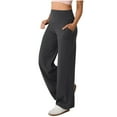 thumbnail image 1 of RYRJJ Wide Leg Pants Woman High Waist Yoga Pants with Pockets Loose Stretch Dress Work Pants Casual Lounge Sweatpants(Dark Gray,L), 1 of 6