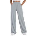 thumbnail image 1 of RYRJJ Wide Leg Sweatpants Women Drawstring High Waisted Joggers Casual Y2k Trouser Palazzo Sweat Pants with Pockets(Gray;S), 1 of 5