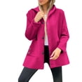 thumbnail image 1 of RYRJJ Winter Trench Coat for Women Warm Single Breasted Pea Overcoat Casual Mid-Long Woolen Hooded Outwear with Pocket (Hot Pink,S), 1 of 8