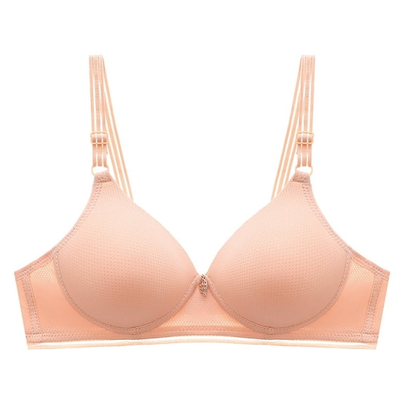 RYRJJ Wireless Bras for Women Comfort Full Coverage T-Shirt Bra Lightly Lined Push Up Bra V-Neck Bralettes for Ladies(Pink,S)