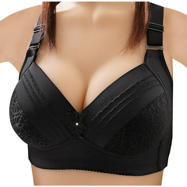 RYRJJ Wireless Support Bras for Women Full Coverage and Lift Plus Size Bras  Wirefree Push Up Shaping Comfort Everyday Bralette Bras(Black,L) 