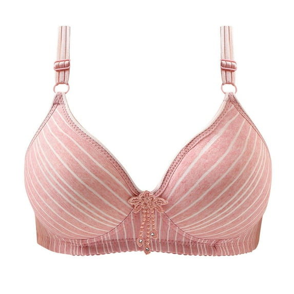 RYRJJ Wireless Support Bras for Women Striped Full Cup Lift Plus Size Bras Wirefree Push Up Shaping Comfort Everyday Bralette Bras(Pink,S)