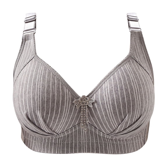 RYRJJ Wireless Support Bras for Women Striped Full Cup Lift Plus Size Bras Wirefree Push Up Shaping Comfort Everyday Bralette Bras(Z1-Gray,S)
