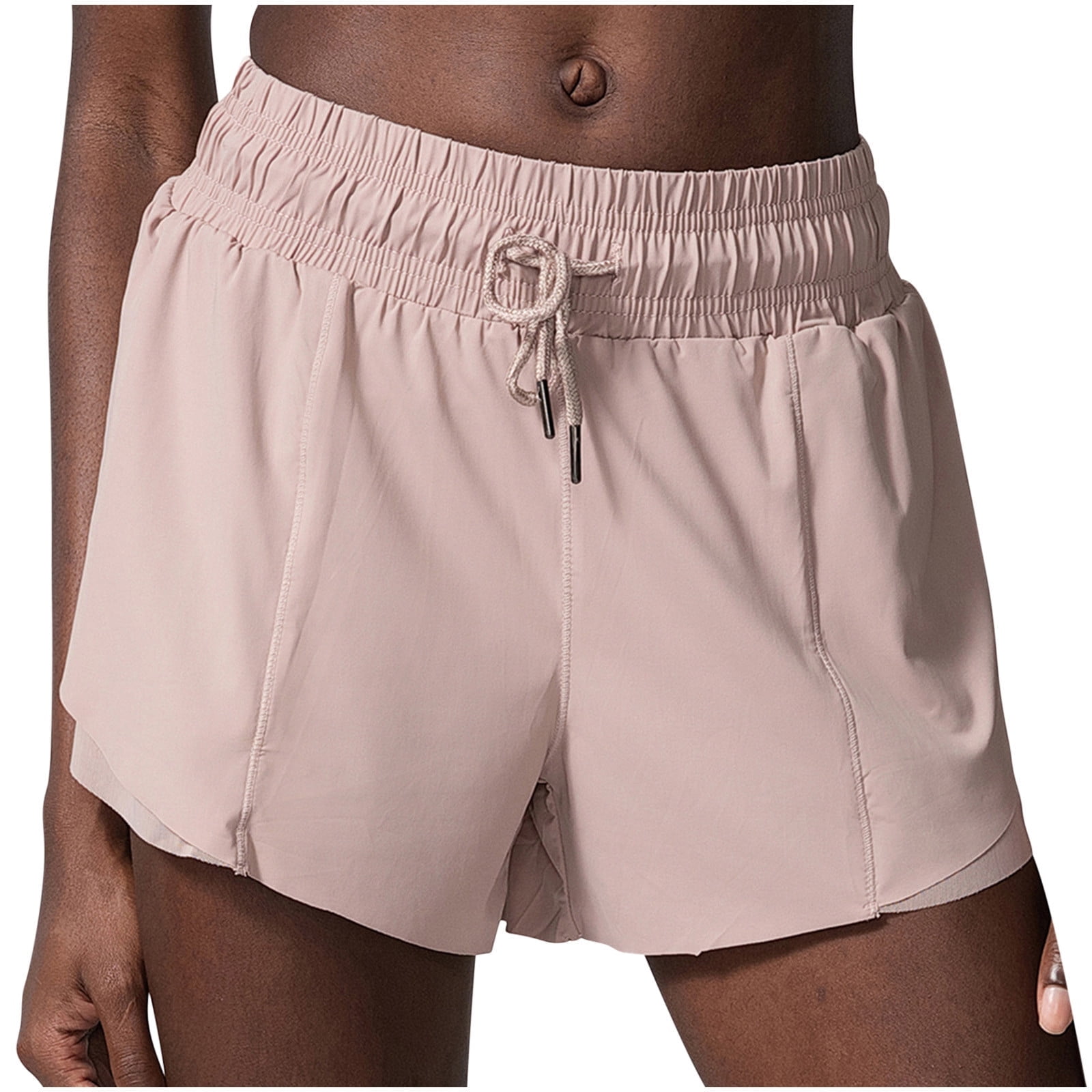 High Waist Drawstring Athletic Shorts with Relaxed Fit