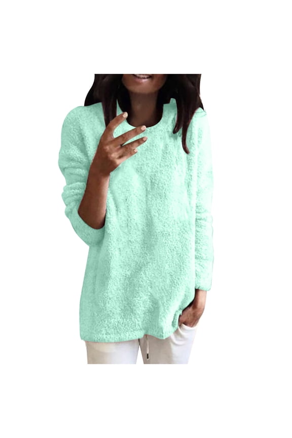 Women Casual Long Sleeve Fall Sweaters Crew Neck Solid Color Soft Fluffy Fuzzy Knitted Oversized Tunic Pullover Loose Fit Jumper Top Plus Size Green 5XL
