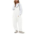 thumbnail image 1 of RYRJJ Women Fleece Overalls Warm Fuzzy Jumpsuits with Pocket Cute Fluffy One Piece Spaghetti Strap Wide Leg Winter Pants Romper(White,XXL), 1 of 9