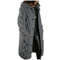 thumbnail image 1 of RYRJJ Women Open Front Cardigan Sweater Fall Winter Long Sleeve Lapel Button Down Chunky Cable Knit Long Cardigan Outwear Coat with Pockets Plus Size(Dark Gray,L), 1 of 5