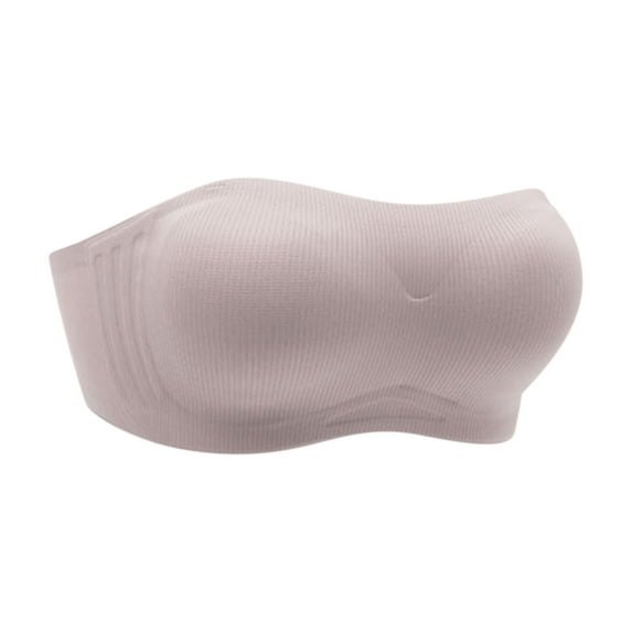 RYRJJ Women Push Up Bandeau Bra Padded Strapless Comfort Bralette Bra Seamless Bandeau Crop Tube Top Bra(Gray,M)