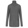 thumbnail image 1 of RYRJJ Women Trendy Casual Turtleneck Sweater Long Sleeve Slouchy Cable Knit Tunic Sweaters Lightweight Pullover Jumper Tops with Pockets(Gray,L), 1 of 5