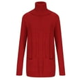 thumbnail image 1 of RYRJJ Women Trendy Casual Turtleneck Sweater Long Sleeve Slouchy Cable Knit Tunic Sweaters Lightweight Pullover Jumper Tops with Pockets(Red,XL), 1 of 5