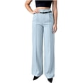 thumbnail image 1 of RYRJJ Women Wide Leg Dress Pants High Waisted Slacks Pleated Business Casual Office Palazzo Work Pants Pockets Trousers with Belt(Light Blue,XL), 1 of 6