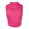 thumbnail image 1 of RYRJJ Women Workout Mock Neck Ruched Crop Tank Top Casual Turtleneck Sleeveless Slim Fitted Cropped Tops Athletic Yoga Running(Hot Pink,L), 1 of 6