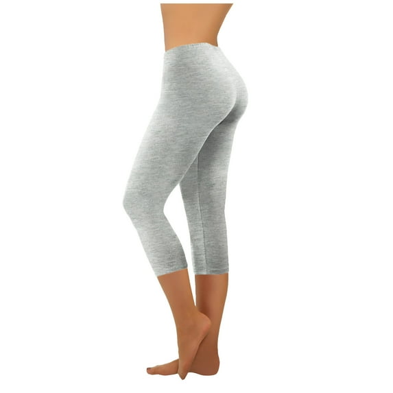 RYRJJ Women Yoga Capris High Waist Butt Lifiting Workout Running Fitness Leggings Skinny Cropped Pants Stretchy Gym Tights(Gray,3XL)
