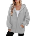 thumbnail image 1 of RYRJJ Women Zip Up Hoodies Jacket Long Sleeve Fall Fleece Lined Hooded Sweatshirts Casual Coat Outwear with Pockets(Gray,S), 1 of 7