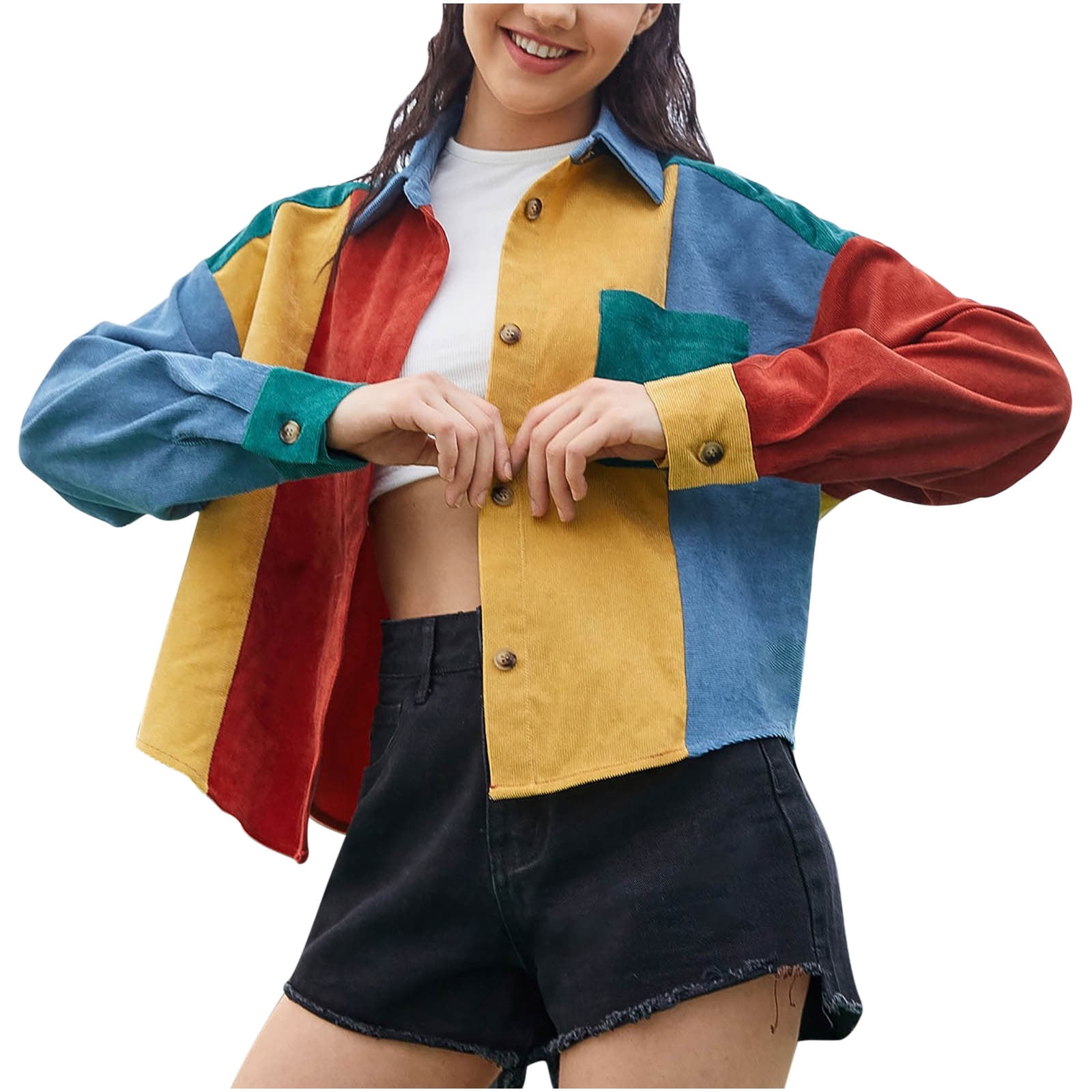 Corduroy color block jacket new arrivals