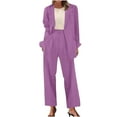 thumbnail image 1 of RYRJJ Women's Fall Two Piece Outfits Open Front Blazer Jacket and Wide Leg Pants with Pockets Business Casual Suit Sets(Purple,M), 1 of 7