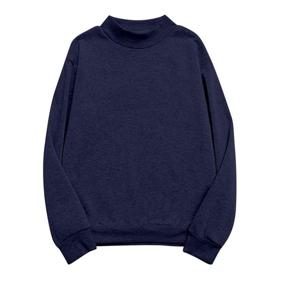 RYRJJ Women's Oversized Sweatshirts Fleece Mock Neck Pullover Solid Color Long Sleeve Loose Y2K Hoodies Tops(Navy,3XL)