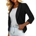 thumbnail image 1 of RYRJJ Women's 3/4 Sleeve Cropped Blazer Lightweight Open Front Cardigan Jacket Work Blazers for Business Causal(Black,XXL), 1 of 7