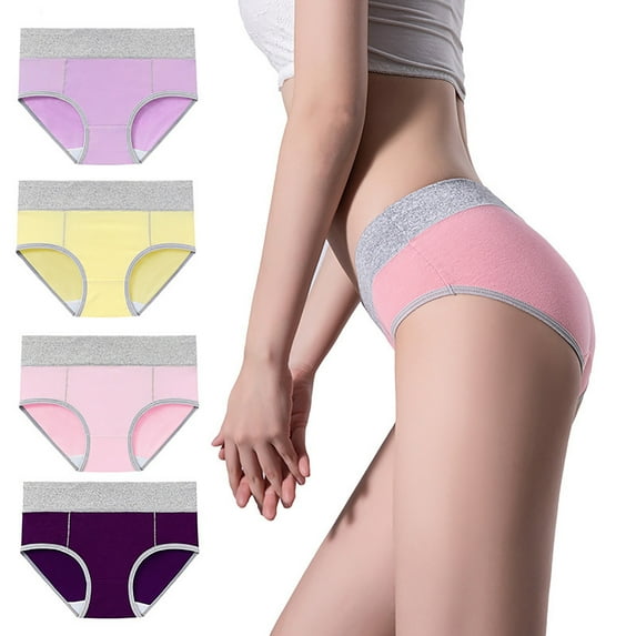 RYRJJ Women's Bikini Underwear Breathable Cotton Panties for Womens 4 Pack Ladies Stretchy Hipster Soft High Waist Briefs Panty(4 Pack-A,3XL)