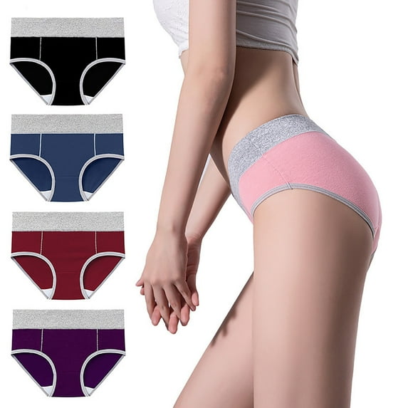 RYRJJ Women's Bikini Underwear Breathable Cotton Panties for Womens 4 Pack Ladies Stretchy Hipster Soft High Waist Briefs Panty(4 Pack-T,XXL)