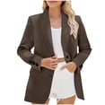thumbnail image 1 of RYRJJ Women's Blazer Business Casual Lightweight Suit Jackets Long Sleeve Notch Lapel Slim Fit Work Office Jacket with Pockets(Coffee,M), 1 of 4